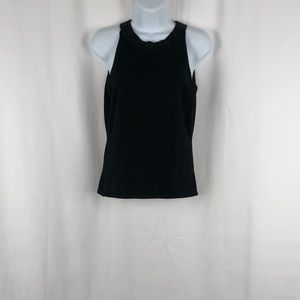 Ann Taylor black beaded collar silk tank top S